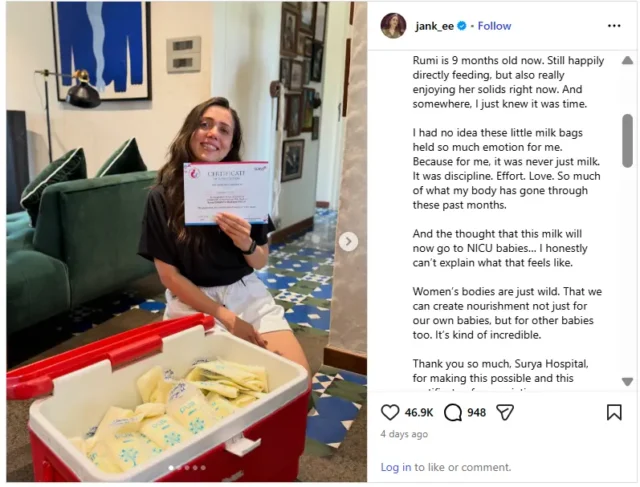 Jankee Parekh’s Emotional Breast Milk Donation Leaves Internet Moved | Mother And Baby Matters | Insta-jank_ee